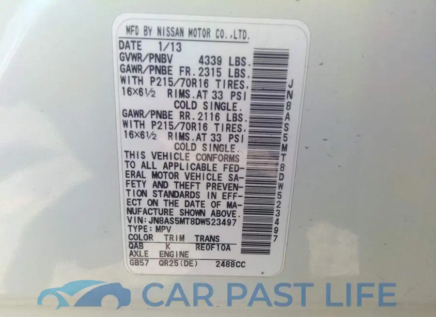 JN8AS5MT8DW523497# 9