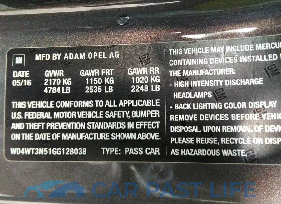 W04WT3N51GG128038# 9