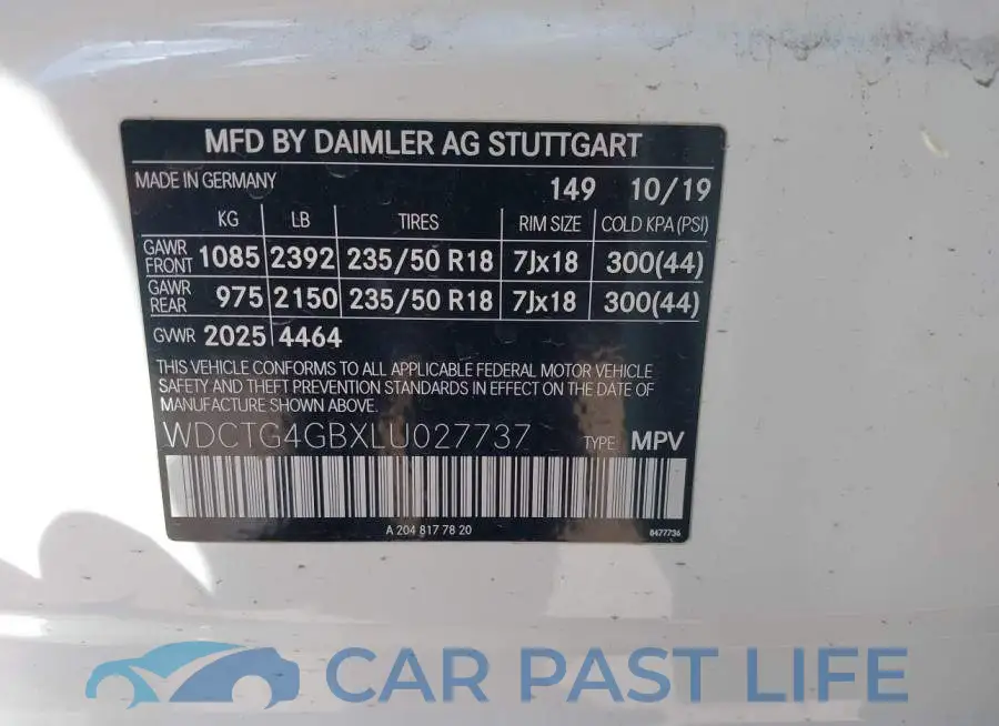 WDCTG4GBXLU027737# 9