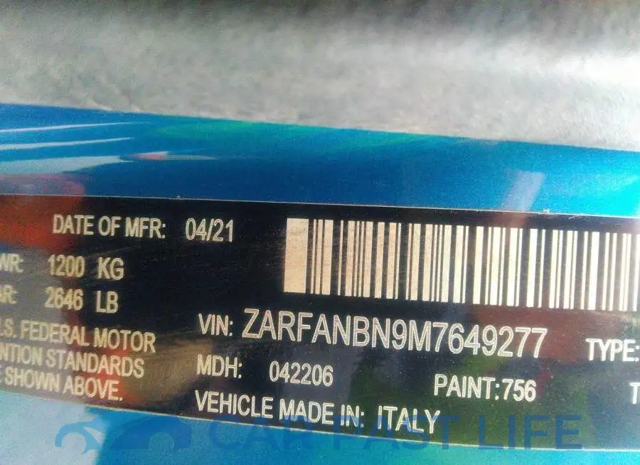 ZARFANBN9M7649277# 9