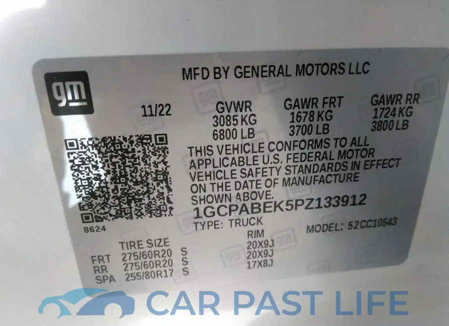 1GCPABEK5PZ133912# 9