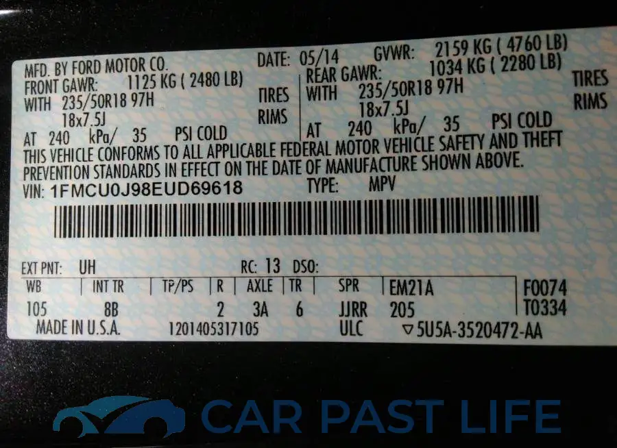 1FMCU0J98EUD69618# 9
