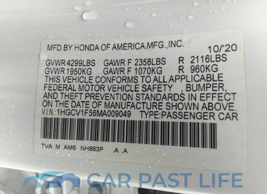 1HGCV1F56MA009049# 9