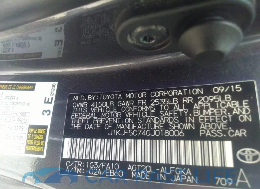 JTKJF5C74GJ018006# 9