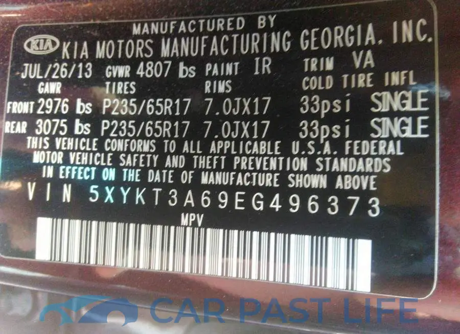 5XYKT3A69EG496373# 9