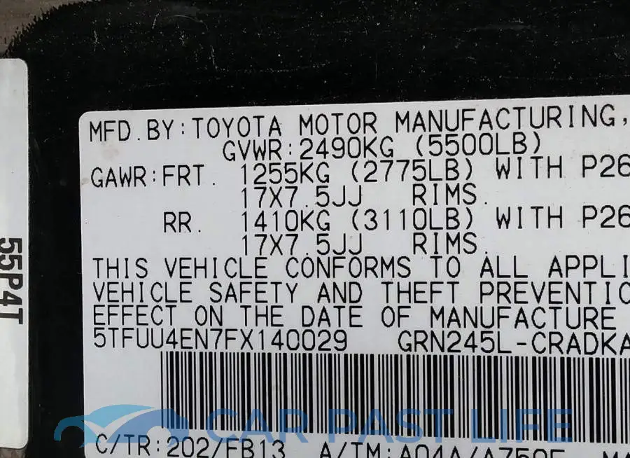5TFUU4EN7FX140029# 9