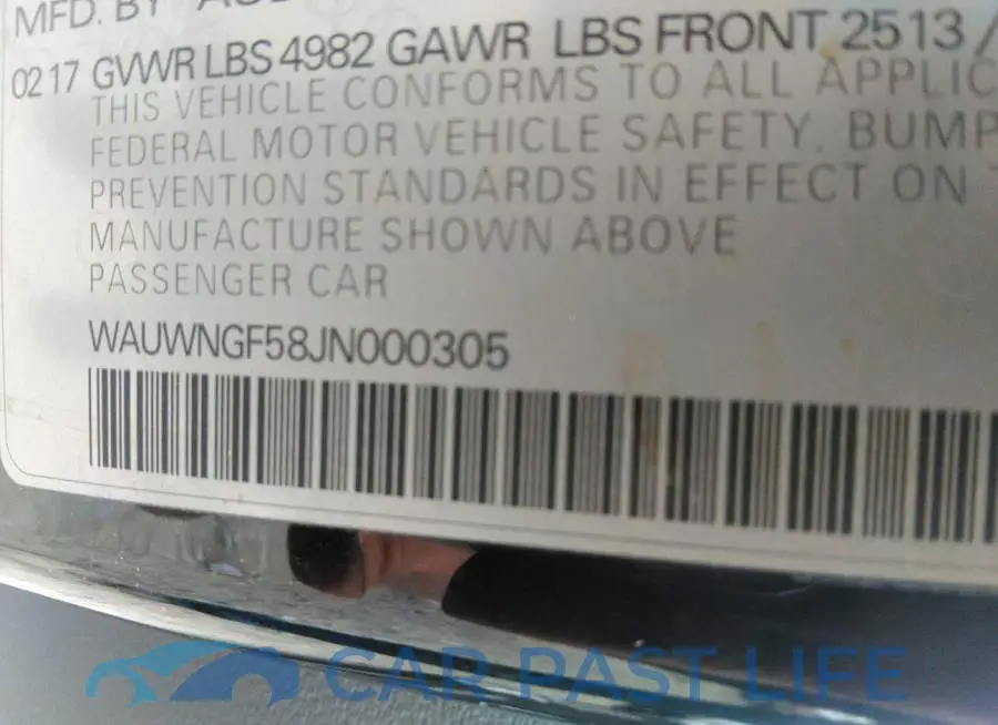 WAUWNGF58JN000305# 9