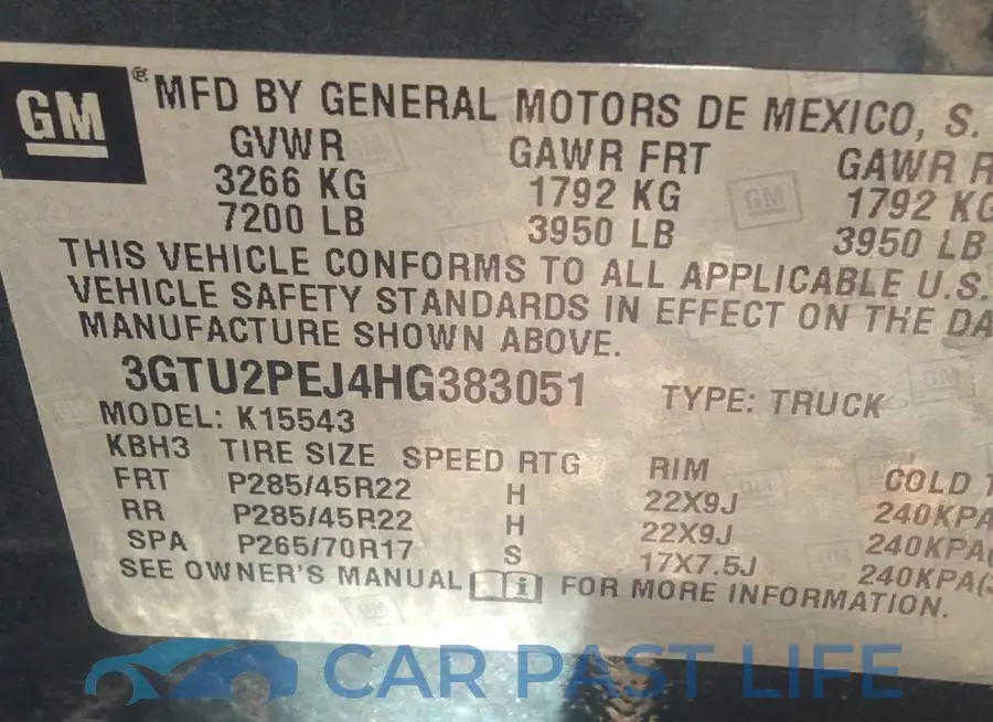 3GTU2PEJ4HG383051# 9
