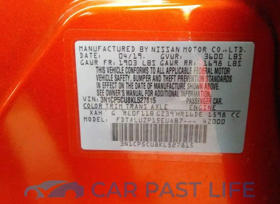 3N1CP5CU8KL527815# 9