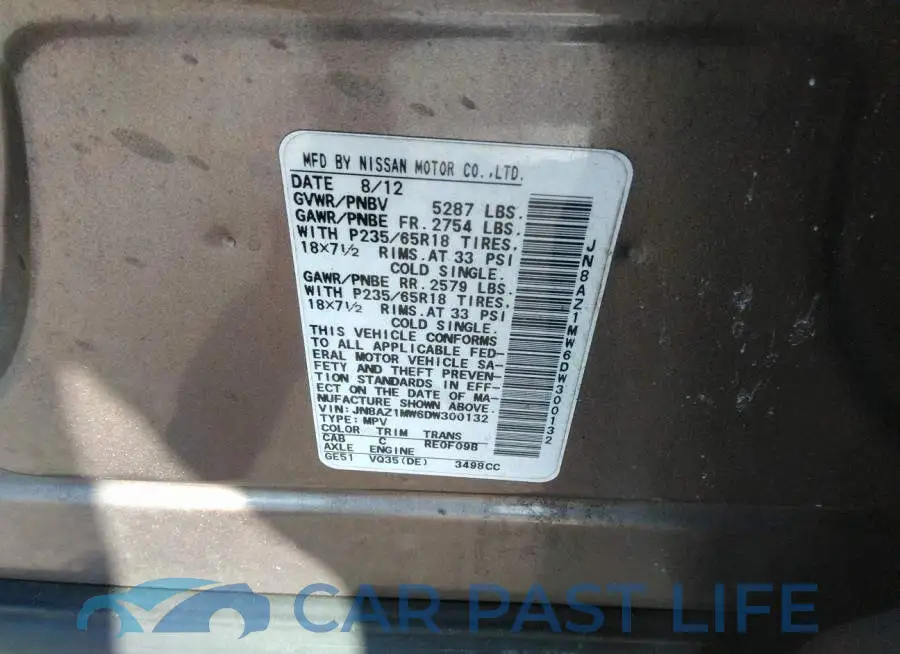 JN8AZ1MW6DW300132# 9