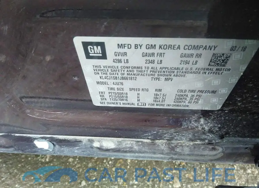 KL4CJ1SB1JB661812# 9
