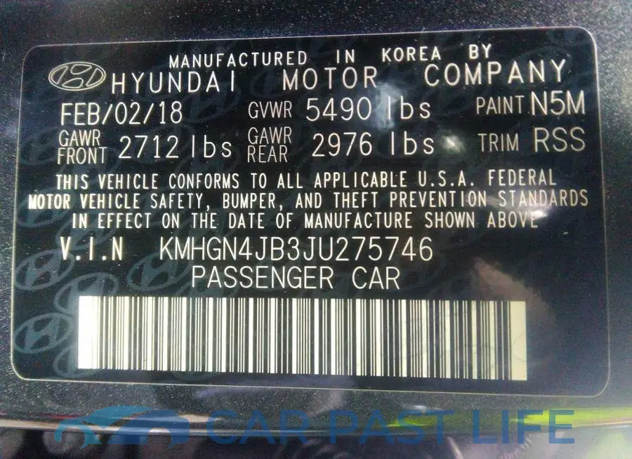 KMHGN4JB3JU275746# 9