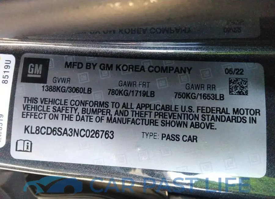 KL8CD6SA3NC026763# 9