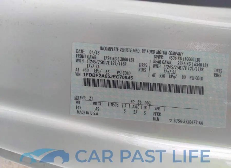 1FDBF2A65JEC70945# 9