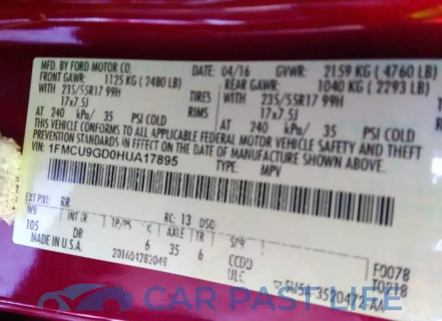 1FMCU9GD0HUA17895# 9