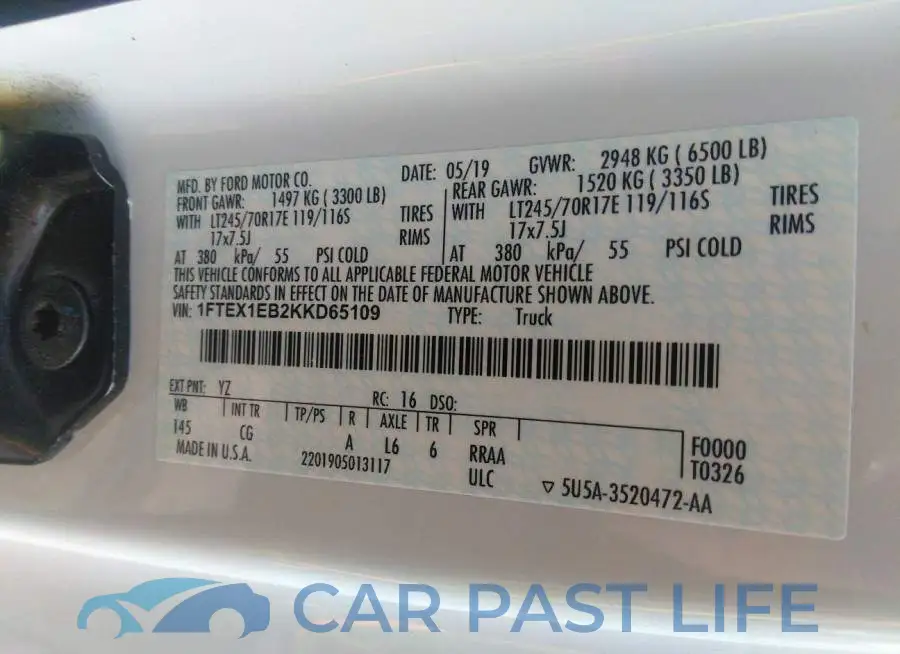 1FTEX1EB2KKD65109# 9