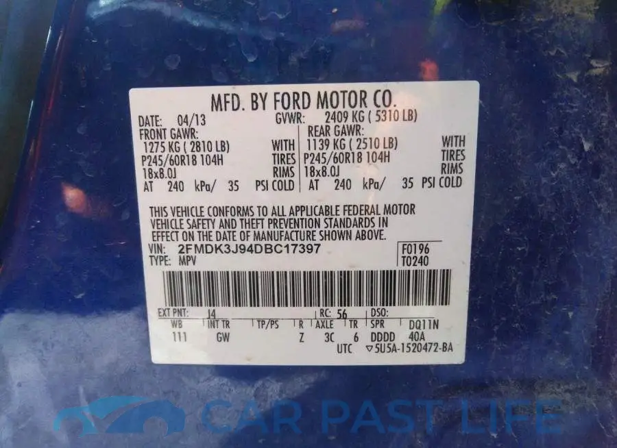 2FMDK3J94DBC17397# 9