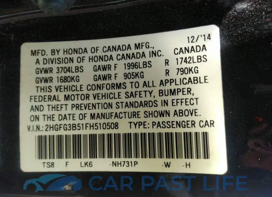 2HGFG3B51FH510508# 9