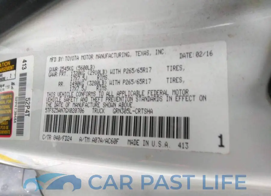 5TFSZ5AN7GX020706# 9