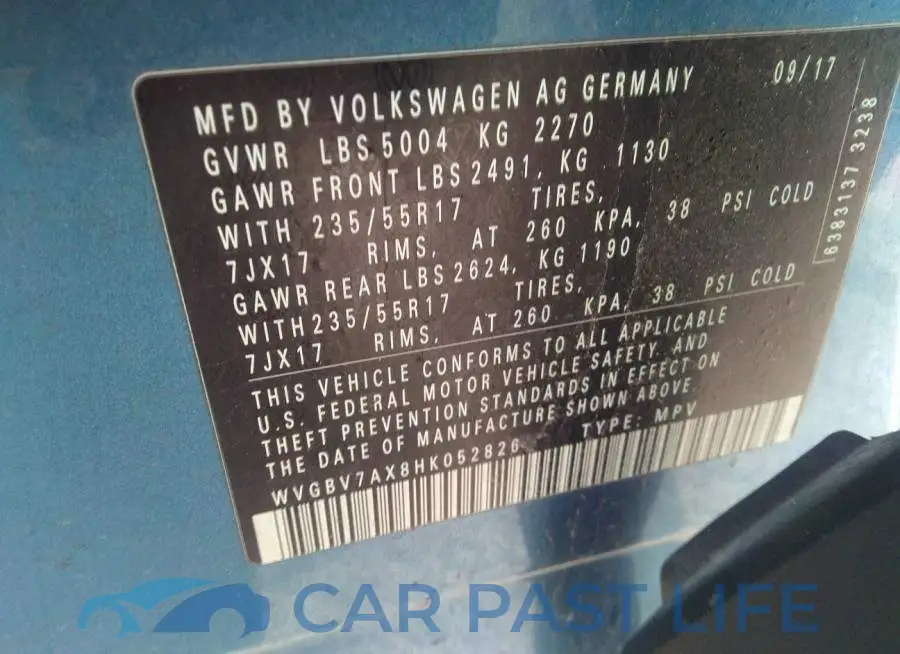 WVGBV7AX8HK052826# 9