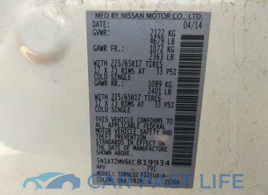 5N1AT2MV6EC819934# 9