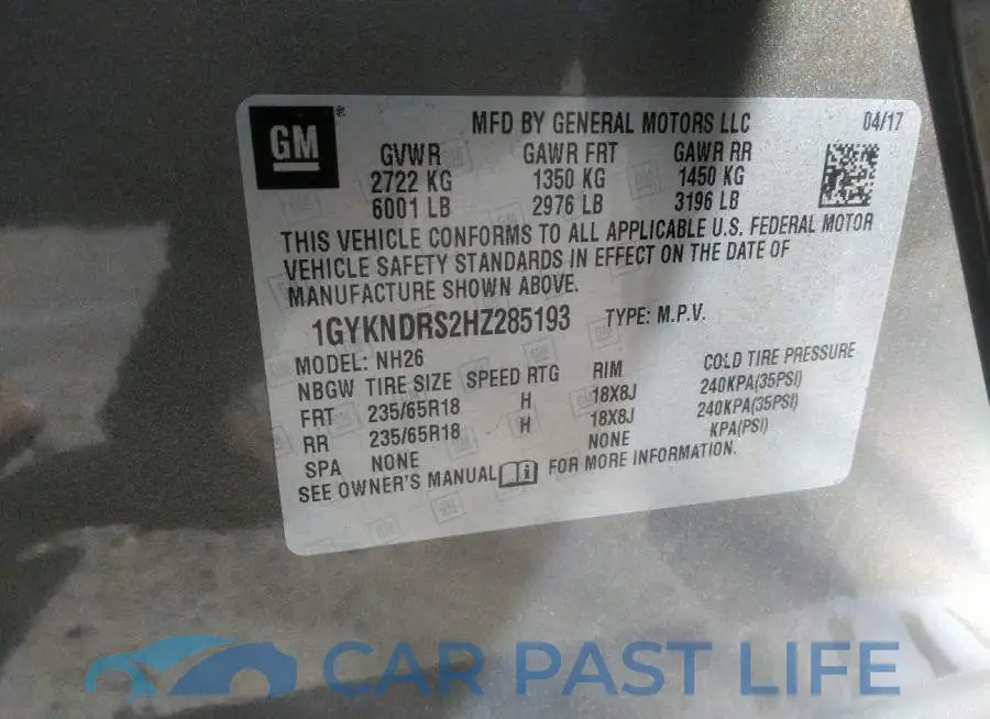 1GYKNDRS2HZ285193# 9