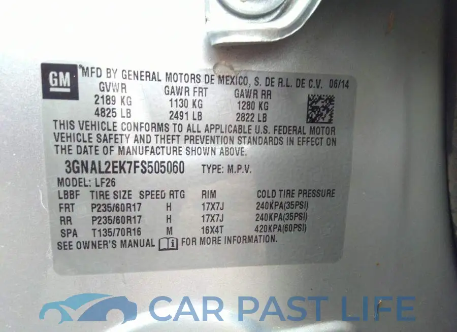3GNAL2EK7FS505060# 9