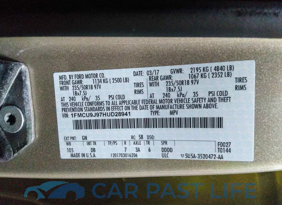 1FMCU9J97HUD28941# 9
