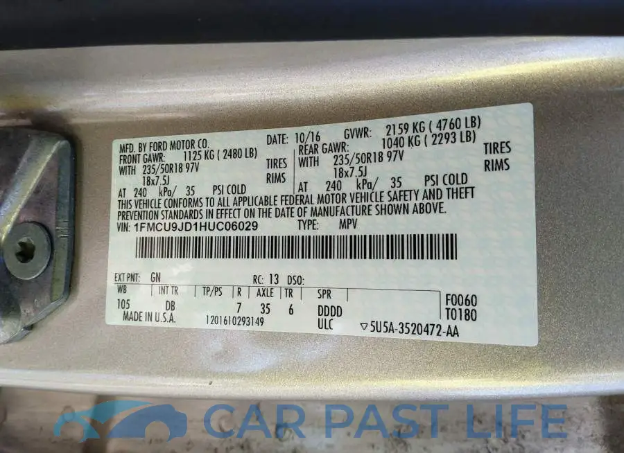 1FMCU9JD1HUC06029# 9