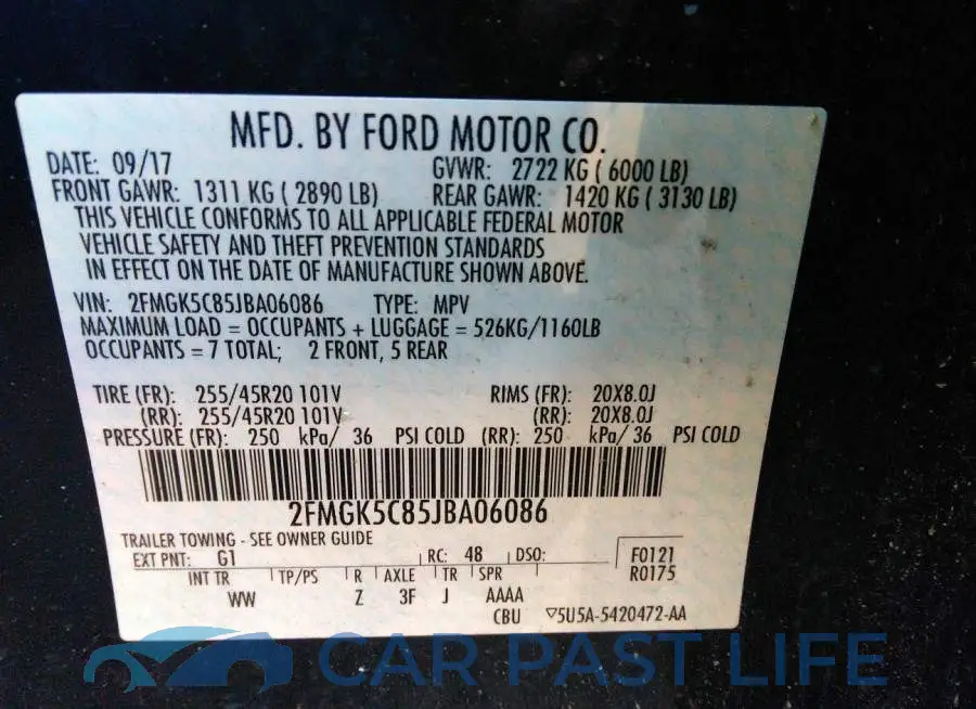2FMGK5C85JBA06086# 9