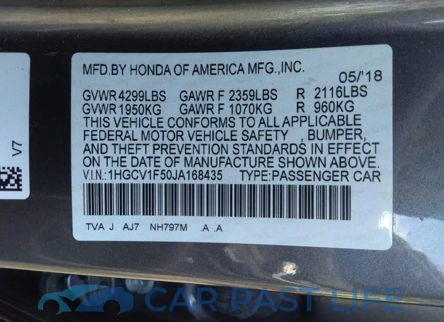 1HGCV1F50JA168435# 9