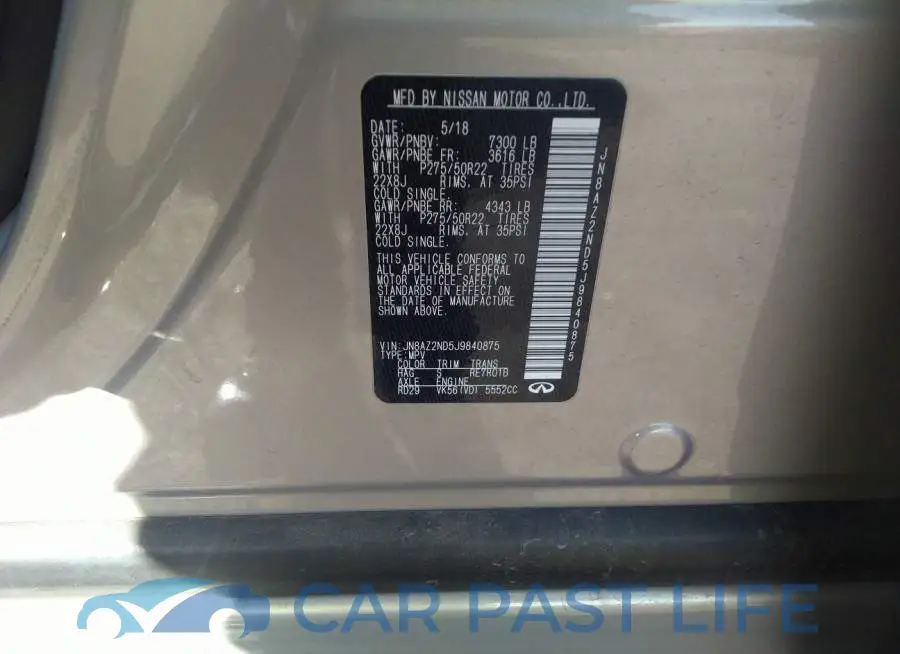 JN8AZ2ND5J9840875# 9