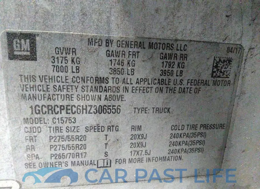 1GCRCPEC6HZ306556# 9