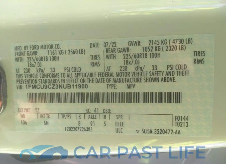 1FMCU9CZ3NUB11900# 9