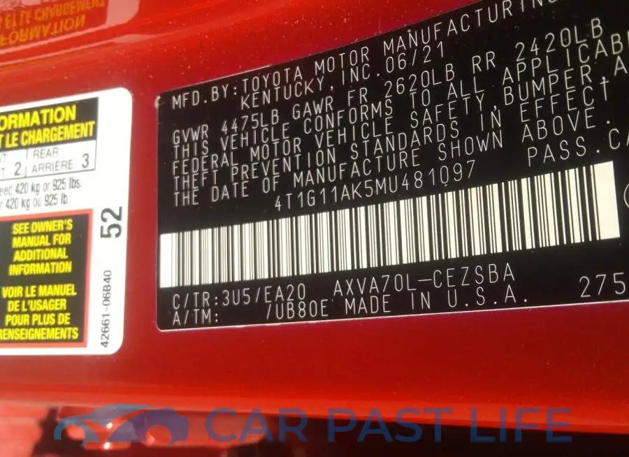 4T1G11AK5MU481097# 9