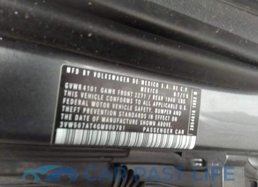 3VW507AT4GM800781# 9