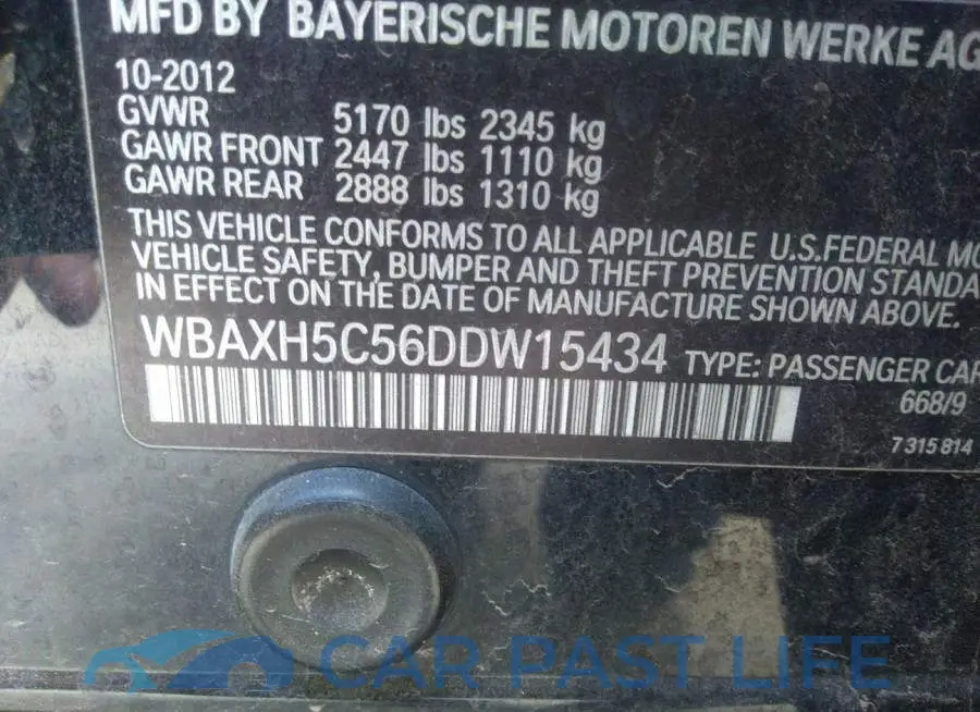 WBAXH5C56DDW15434# 9