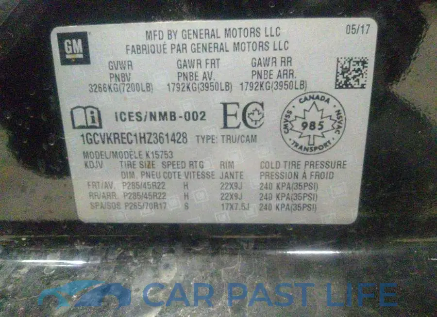 1GCVKREC1HZ361428# 9