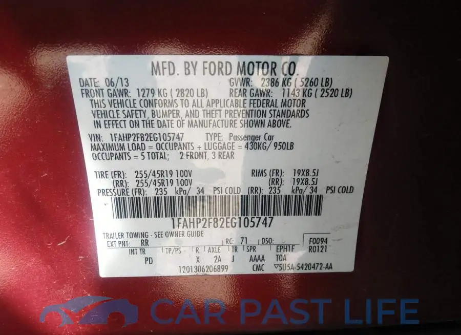 1FAHP2F82EG105747# 9