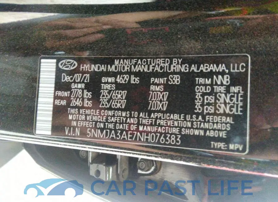 5NMJA3AE7NH076383# 9