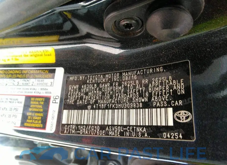 4T1BF1FK3HU309838# 9