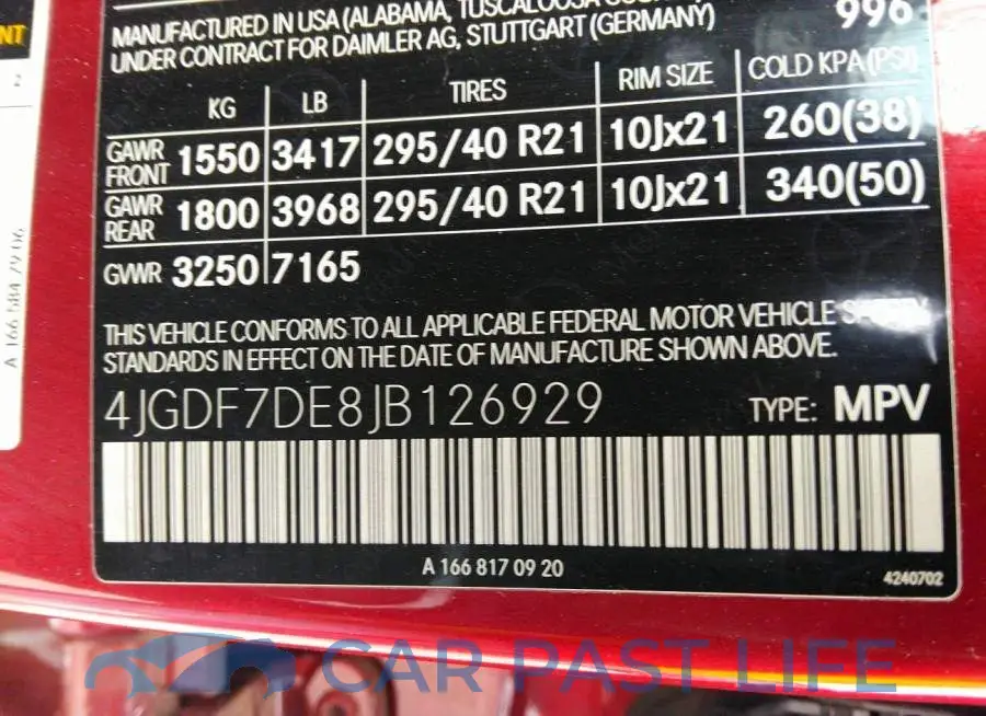 4JGDF7DE8JB126929# 9