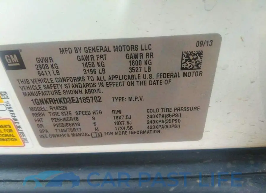 1GNKRHKD3EJ185702# 9