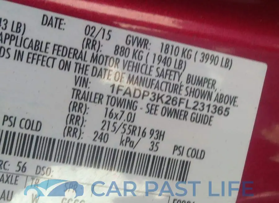 1FADP3K26FL231365# 9