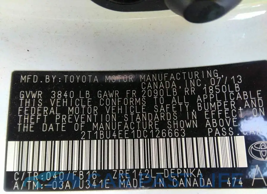 2T1BU4EE1DC126663# 9