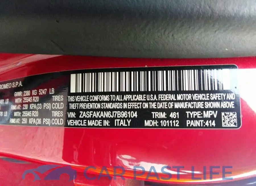 ZASFAKAN6J7B96104# 9