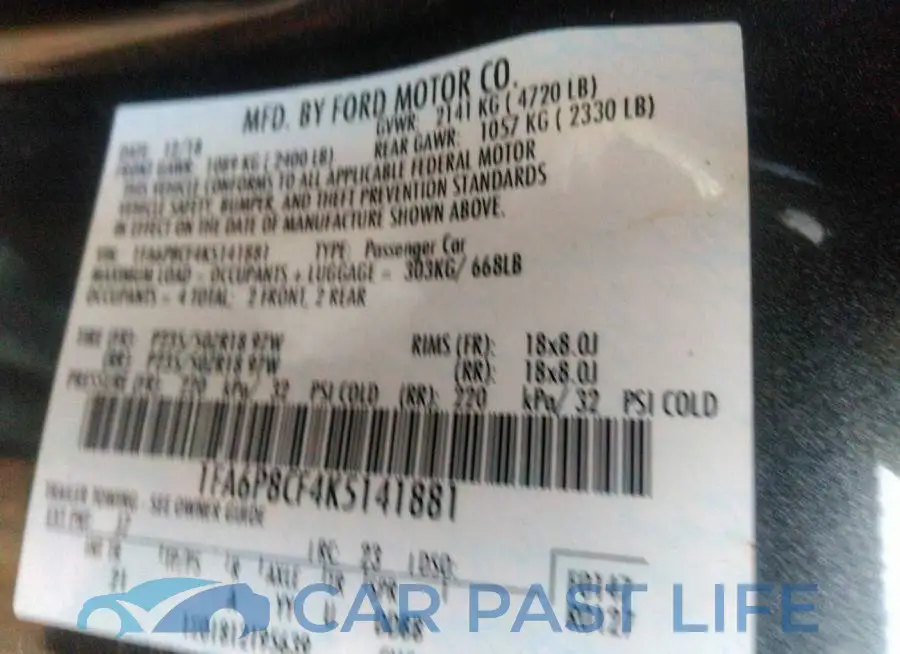 1FA6P8CF4K5141881# 9