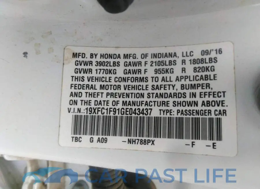 19XFC1F91GE043437# 9