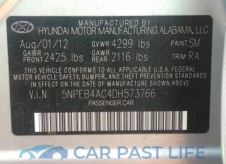 5NPEB4AC4DH573766# 9