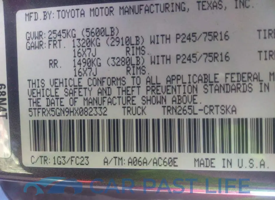 5TFRX5GN9HX082332# 9